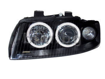 Тунинг фарове Ангелски очи черни комплект (ляв и десен) за AUDI A4 (8E2,  B6) от 2000 до 2004 | avto.bim.bg