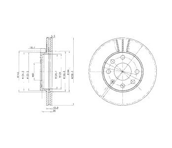 Спирачен диск вентилиран Ø236mm DELPHI за DAEWOO LANOS (KLAT) седан от 1997 до 2004