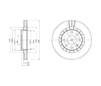 Спирачен диск вентилиран Ø256mm DELPHI за OPEL KADETT E (T85) комби от 1984 до 1991