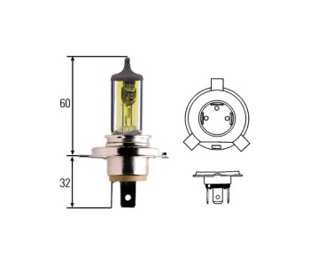 Крушка H4 12V P43t-38 60/55W HELLA 1бр. за CITROEN ZX (N2) от 1991 до 1997