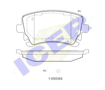 Комплект спирачни накладки Ultra Premium ICER за AUDI A6 (4F2, C6) от 2004 до 2011