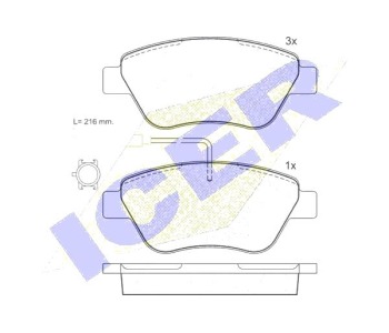 Комплект спирачни накладки ICER за FIAT LINEA (323) от 2007