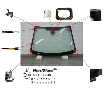 Предно стъкло тонирано зелено 1377x973 мм - NG за FORD FIESTA V (JH, JD) от  2001 до 2008