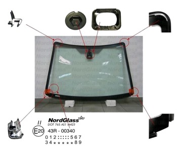 Челно стъкло NordGlass за FORD FOCUS C-MAX от 2003 до 2007