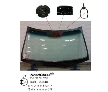 Челно стъкло NordGlass за HONDA ACCORD VIII (CU) седан от 2008 до 2012