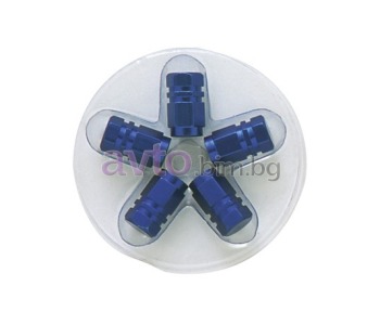 Капачки за вентили - алуминиеви - сини (комплект 4 броя) - Гуми и джанти -  аксесоари