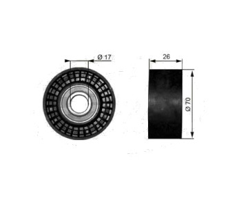 Паразитна/ водеща ролка, пистов ремък GATES T38018 за JEEP COMMANDER (XK, XH) от 2005 до 2010