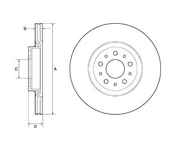 Спирачен диск вентилиран Ø284mm DELPHI за FIAT TIPO (357) хечбек от 2016