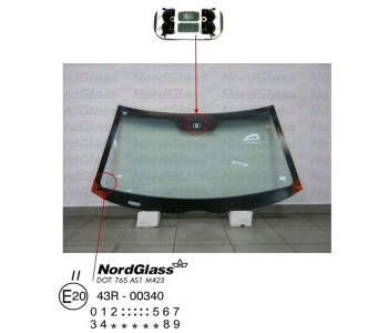 Челно стъкло NordGlass за MERCEDES CLK (W208, C208) от 1997 до 2002