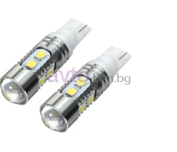 Диодни крушки T10 с 10SMD и лупа 2 бр - Диодни LED крушки