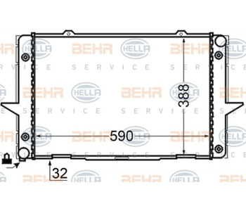 Радиатор, охлаждане на двигателя HELLA 8MK 376 729-534 за PORSCHE 911 (997) Targa от 2006 до 2012