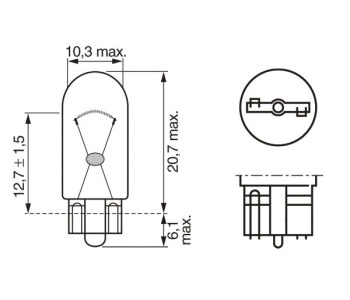 Крушка W5W 12V W2.1x9.5d  BOSCH за FIAT DUCATO (230) пътнически от 1994 до 2002