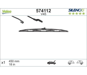 Перо на чистачка 450mm VALEO SILENCIO за HONDA CIVIC VI (MB, MC) комби от 1998 до 2001