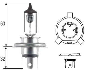 Крушка H4 100/55W 12V P43t-38 HELLA 1бр. за OPEL VECTRA A (J89) седан от 1988 до 1995