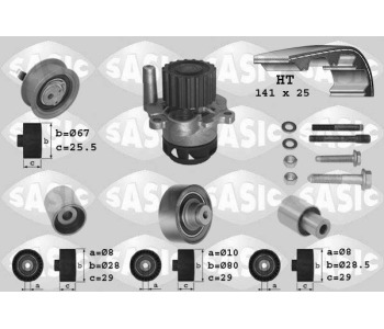 Водна помпа+ к-кт ангренажен ремък SASIC 3906089 за VOLKSWAGEN POLO (9N_) хечбек от 2001 до 2009