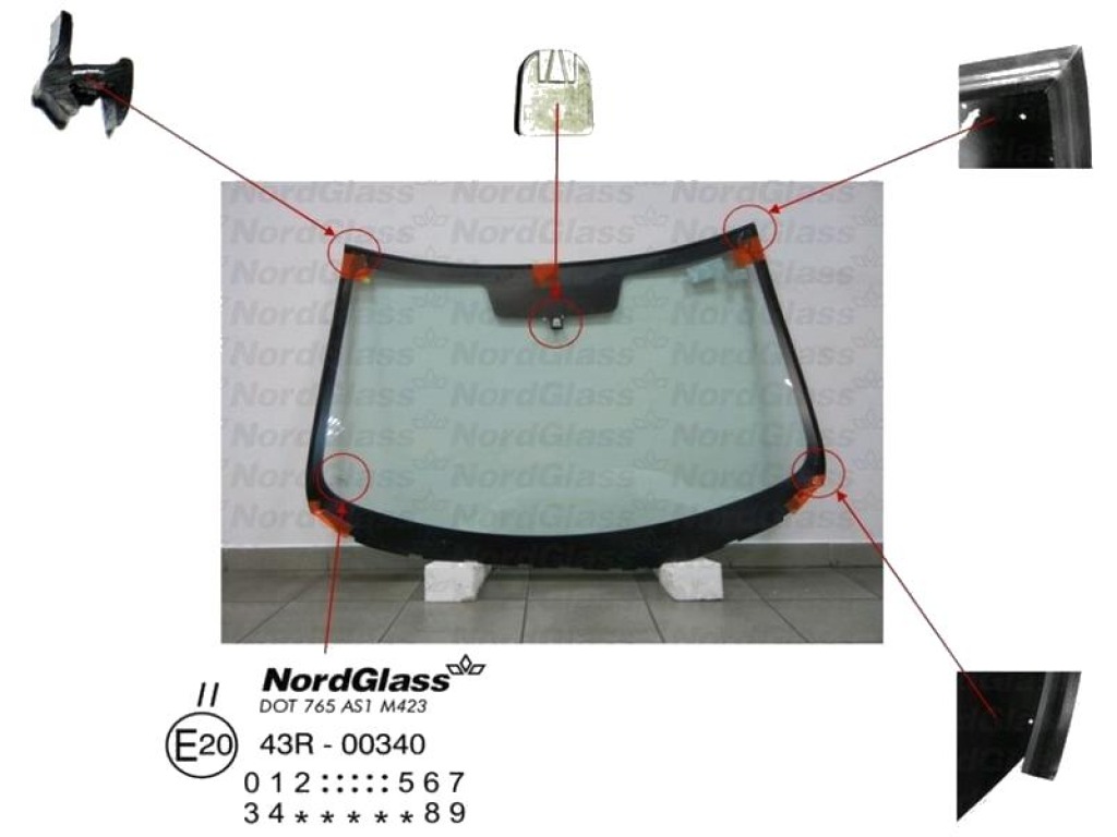 Челно стъкло NordGlass за MAZDA 3 (BL) хечбек от 2008 до 2014