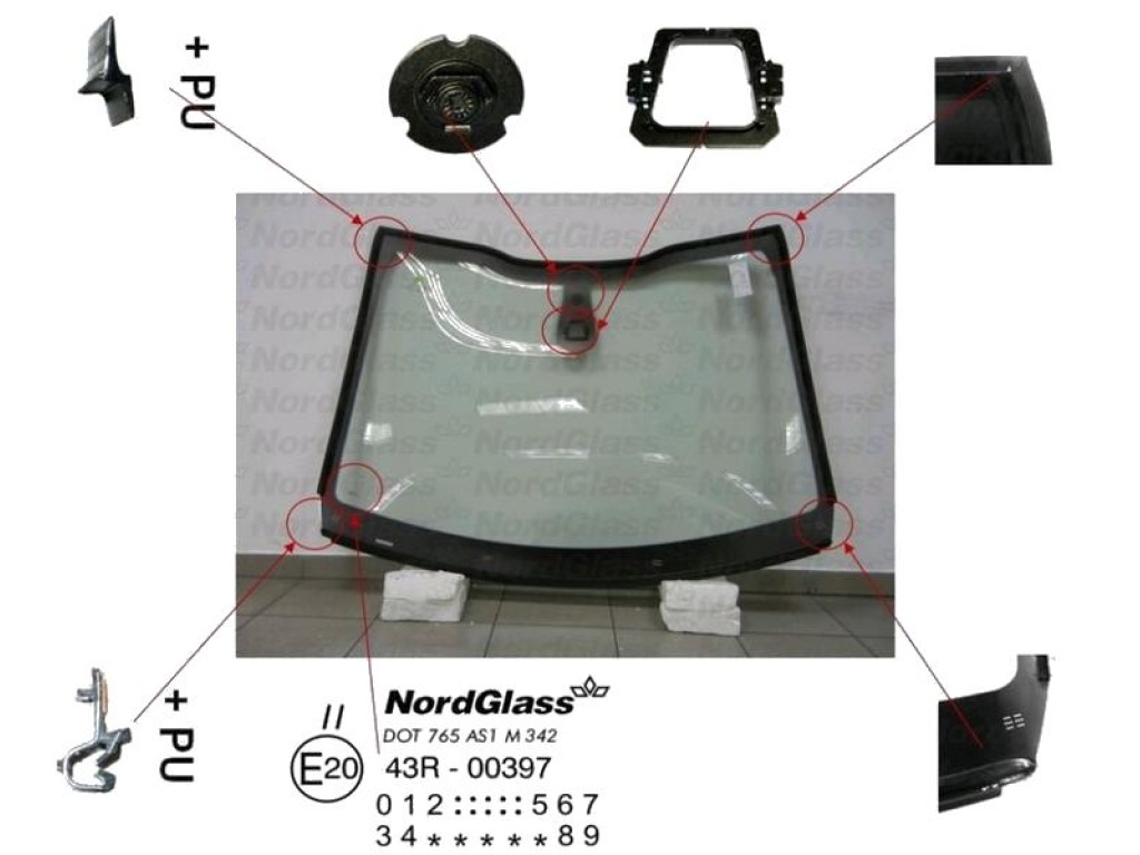 Челно стъкло NordGlass за PEUGEOT 208 от 2012