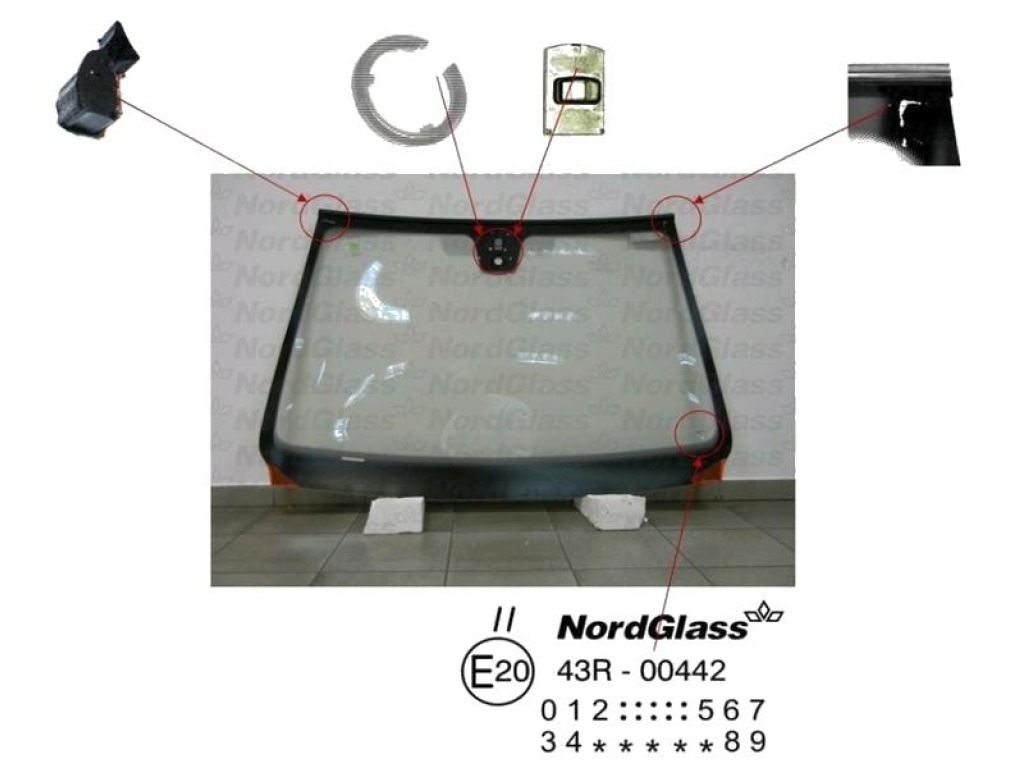 Челно стъкло NordGlass за PEUGEOT 607 (9D, 9U) от 2000 до 2010