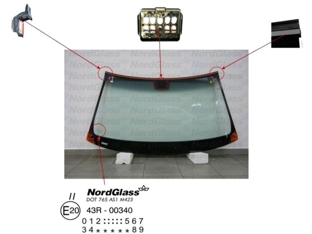 Челно стъкло NordGlass за MERCEDES E (W211) седан от 2002 до 2009