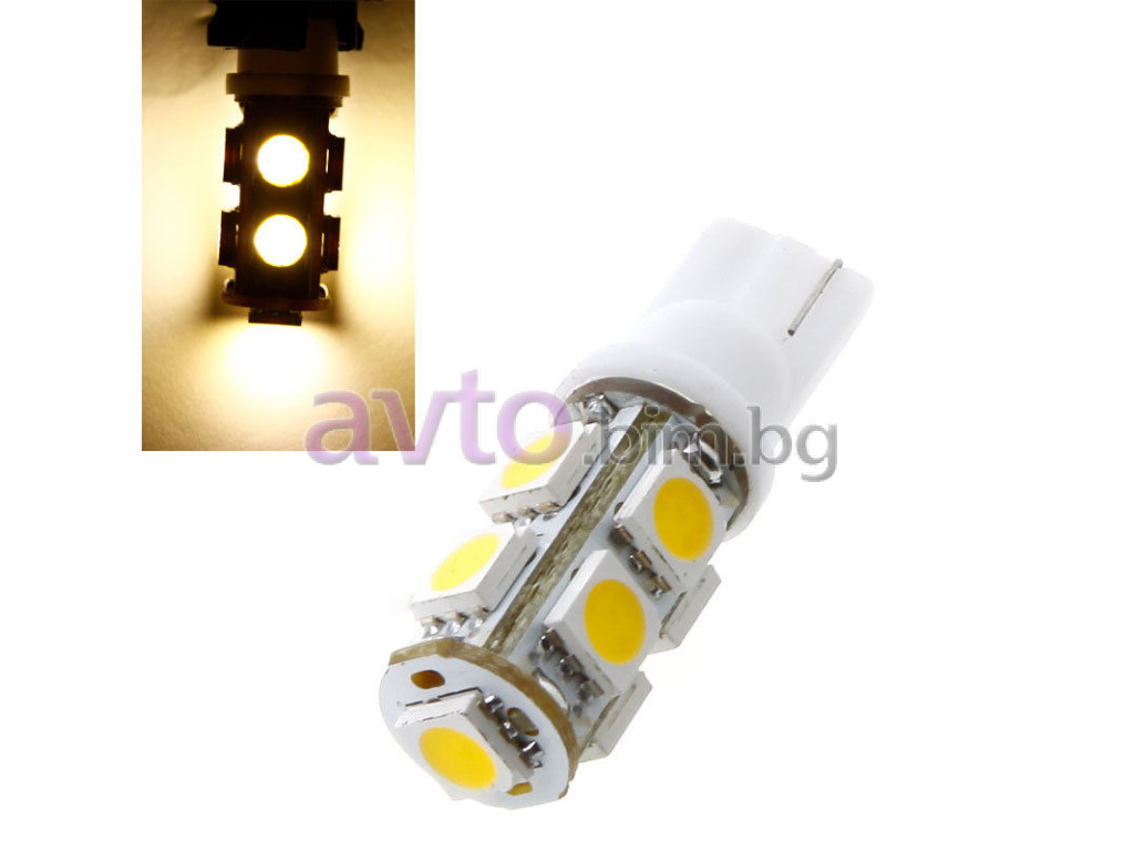 Диодна крушка за габарит бяла T10 W5W с 9 SMD LED - Диодни габарити