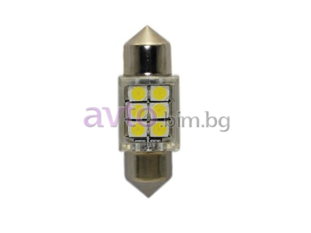 Диодни крушки за плафон бяла 6 SMD SV8.5 LED 31mm - 2 бр - Диодни LED крушки  за плафон